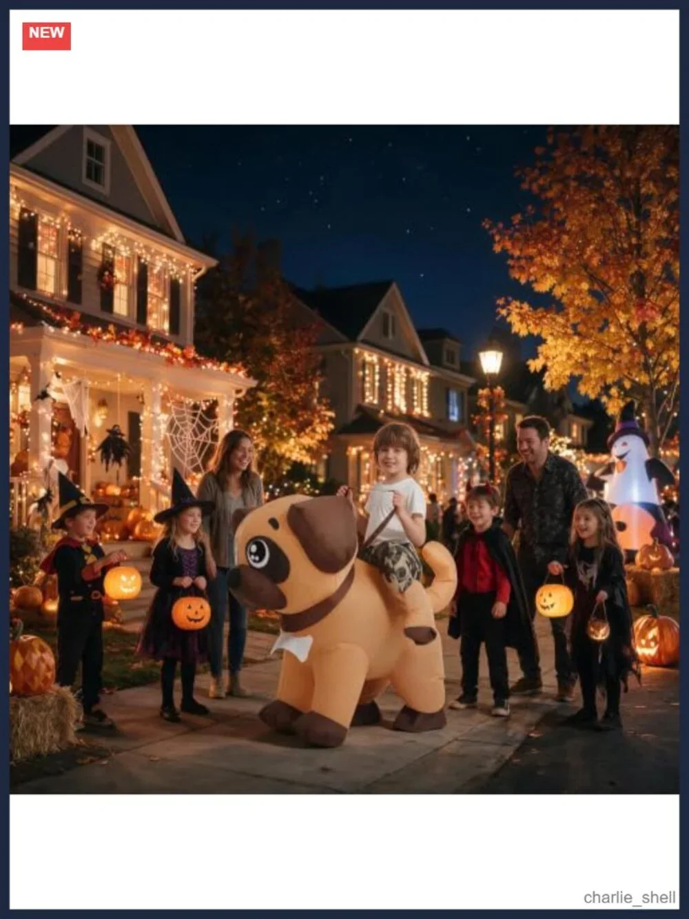 Inflatable Dog Costume for Kids Blow Up Ride Animal Suit Halloween